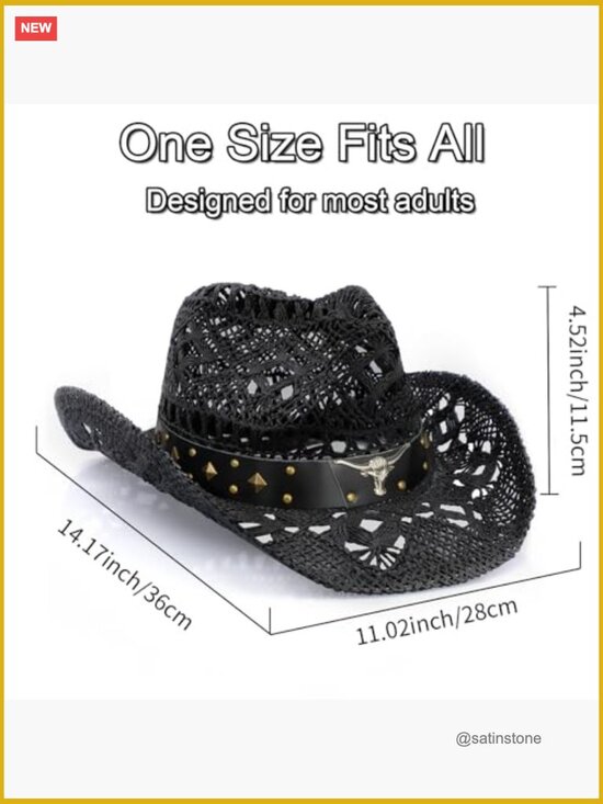 Wide Brim Straw Cowboy Hat with Shapeable Brim for Women main image 6